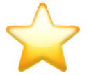 Shiny gold star icon with a white center and glowing edges.