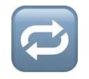 Blue rounded square icon with a white curved right arrow looping back.