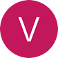 White letter V centered on a circular dark pink background.