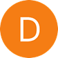 Orange circular avatar with a white letter D in the center.