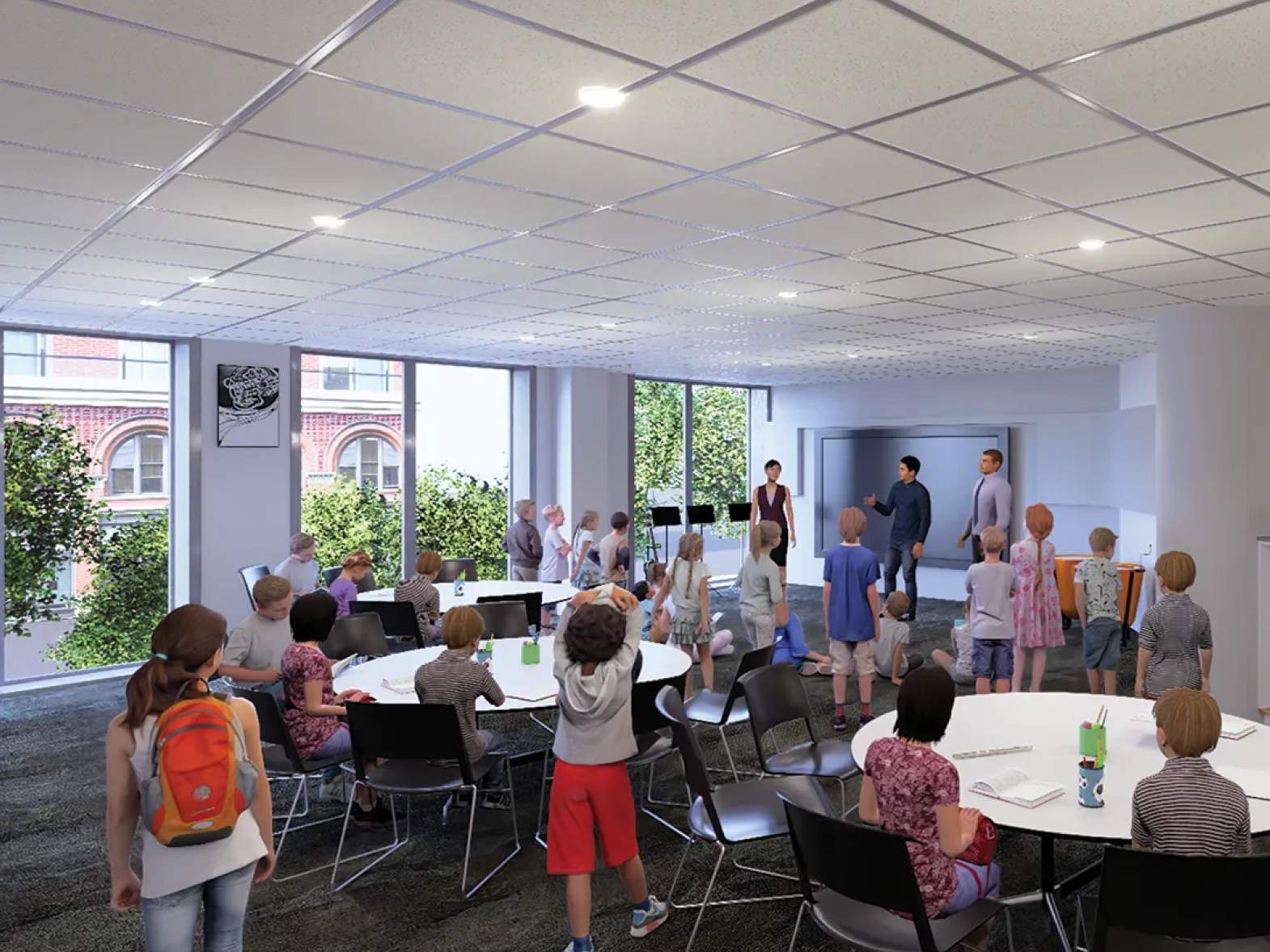 rendering of classroom in the Winspear Expansion