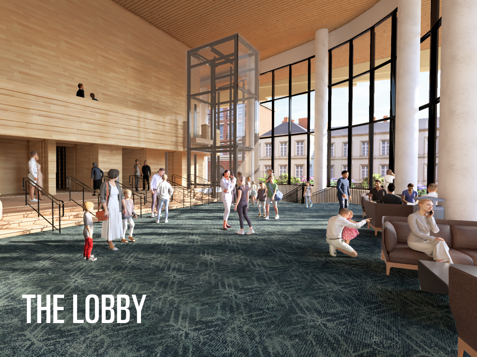 Render of the lobby in the Winspear Expansion