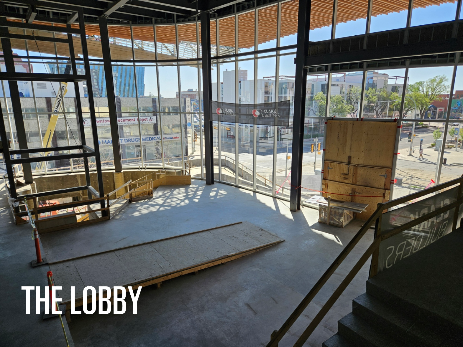 Construction progress on the lobby