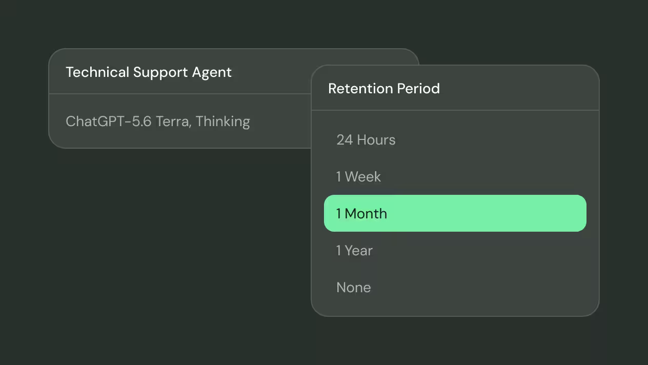 Data retention settings for selecting how long Cassidy stores conversations.