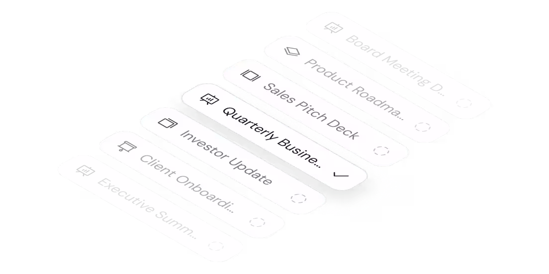 Slide template list with Quarterly Business selected.
