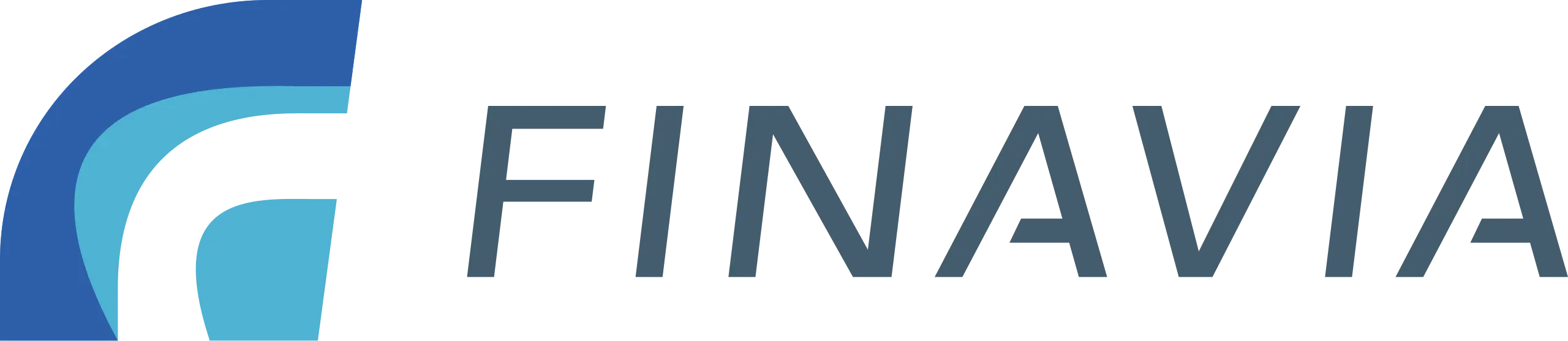 Finavia company logo with stylized blue arcs to the left of the text.