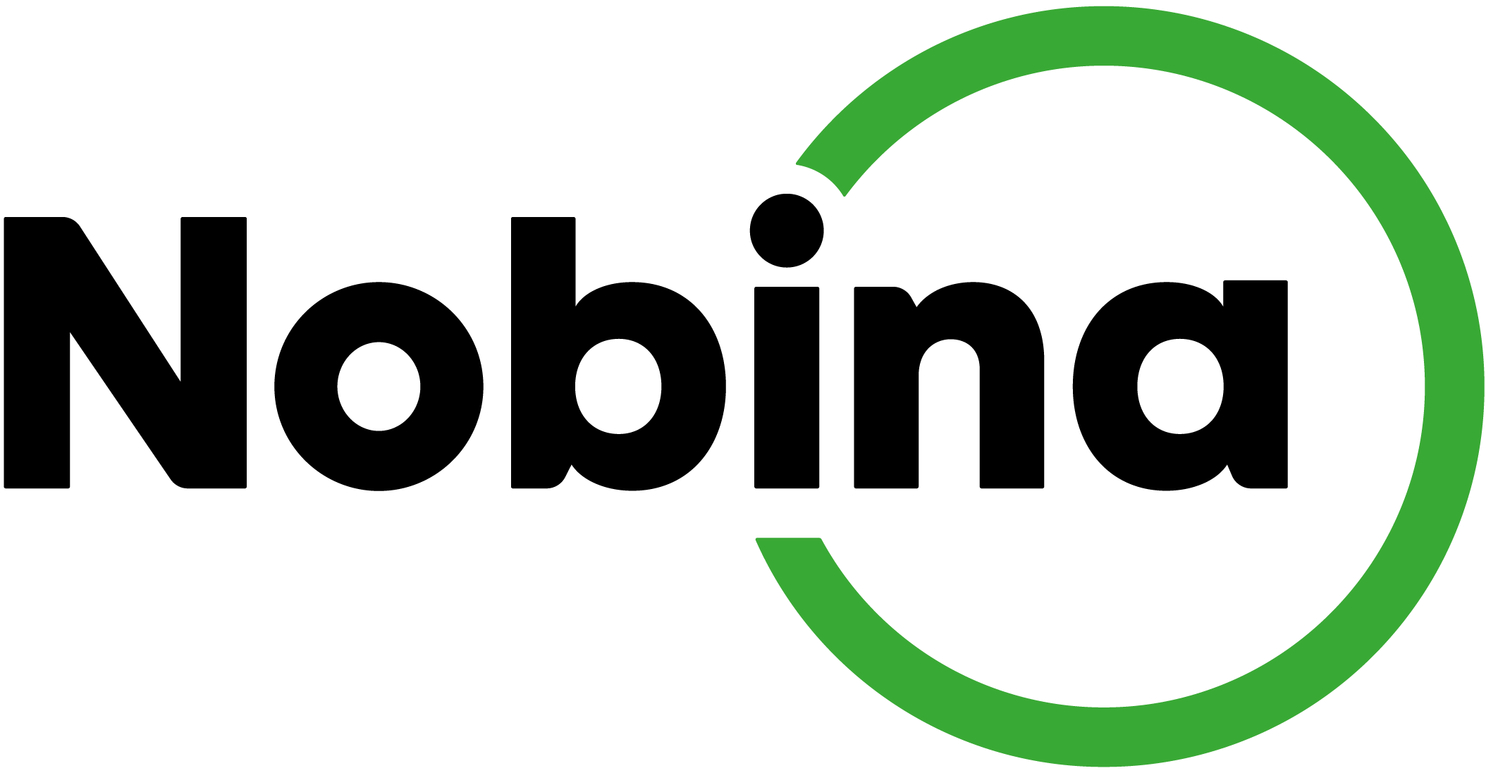 Nobina company logo with black text and a green circular design on the right.