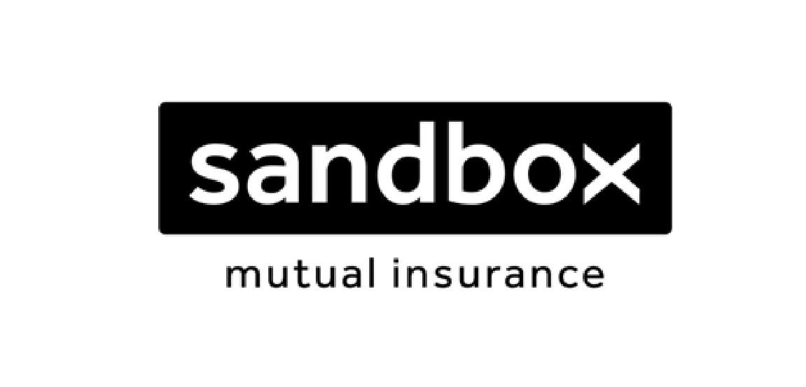 sandbox mutual insurance logo with the word 'sandbox' in white inside a black rectangle and 'mutual insurance' below in black text