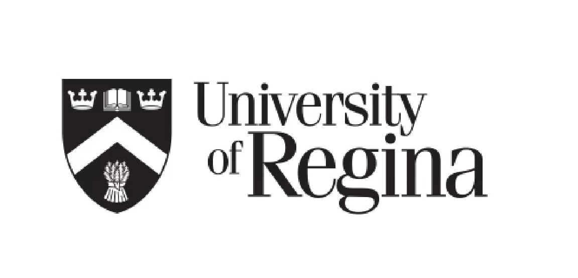 University of Regina emblem with shield featuring crowns, an open book, chevron, and wheat sheaf.