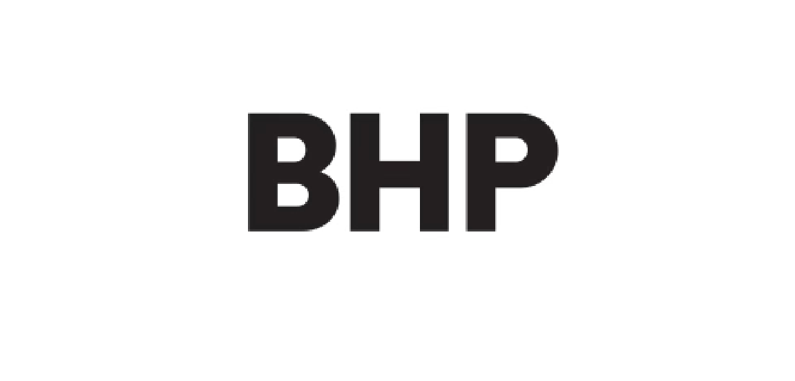 BHP company logo with bold black letters.