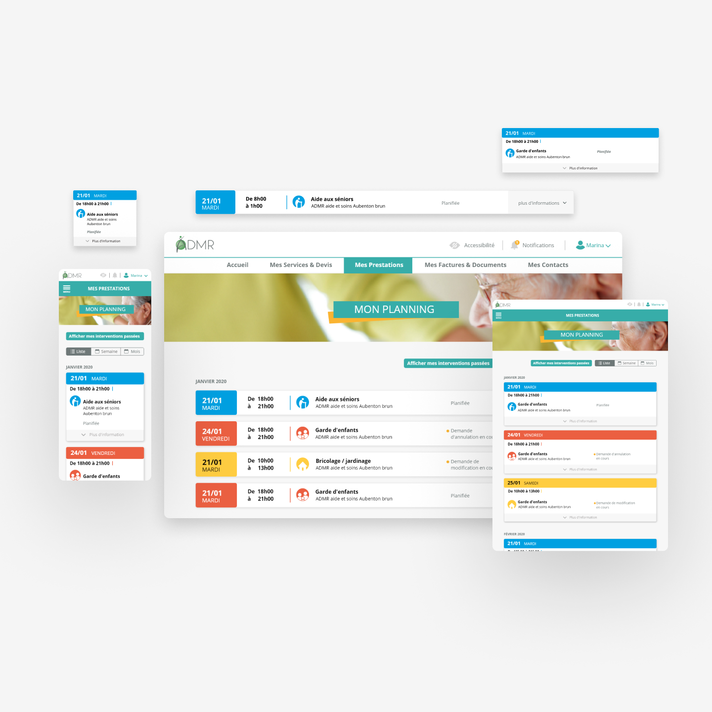 Responsive design of crucial UI elements like intervention cards and billing information.