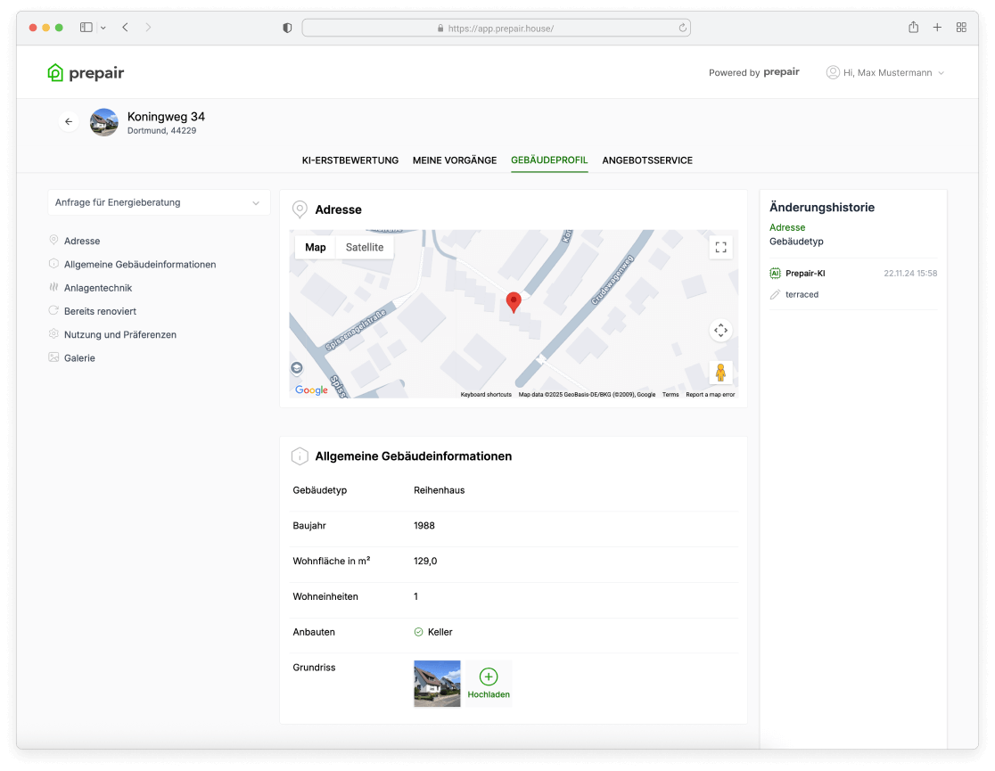 Dashboard displaying a map with a highlighted location marker for navigation or tracking purposes.