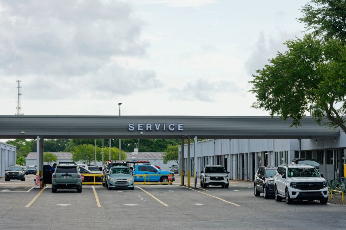 Cars at an automative service center
