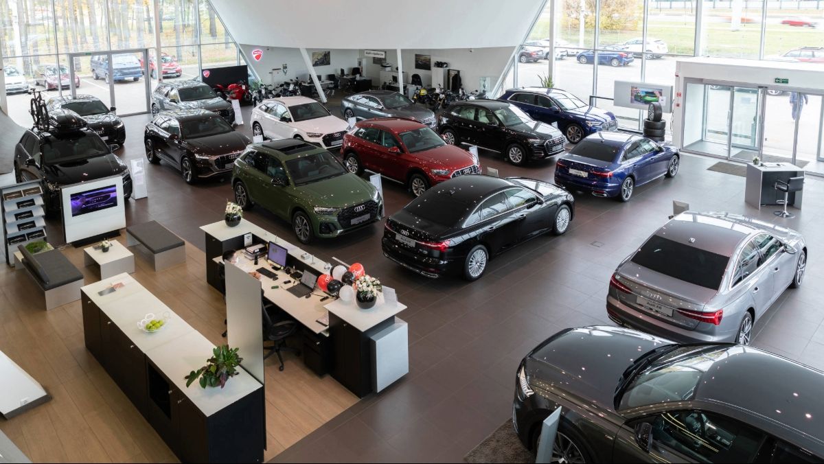 Inside of a car dealership lobby