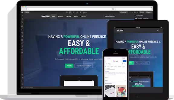 Custom website on all platforms desktop, iPad, and iPhone