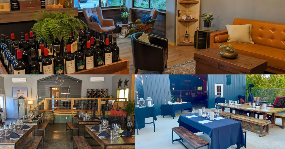 Collage of photos that showcases the spaces people can host their events at The Betsy. No people, just the spaces all set up as examples.