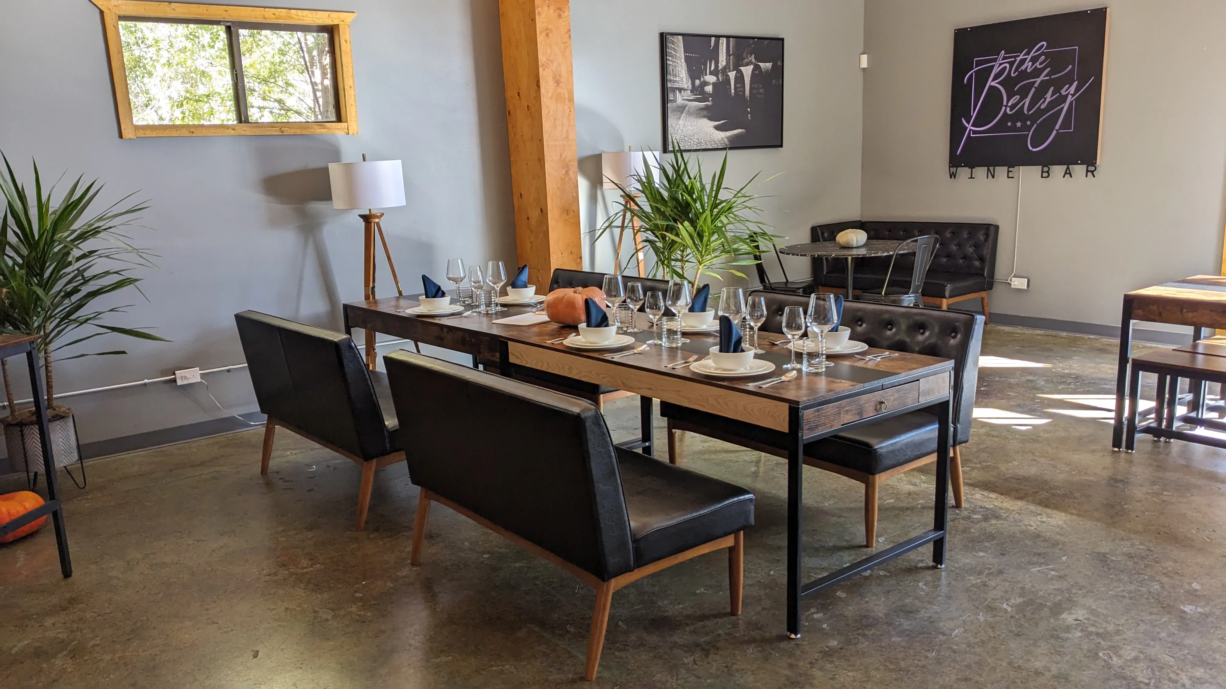 A special table set up in The Founders Room event space of The Betsy for a special business meeting lunch. 