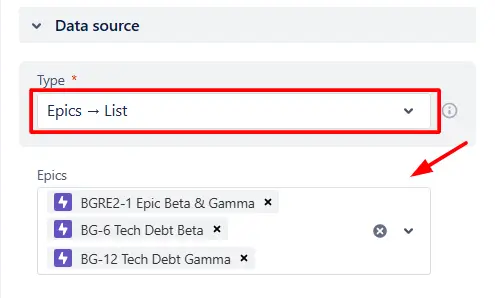 Adding multiple epics to a single Epic burndown chart in Jira