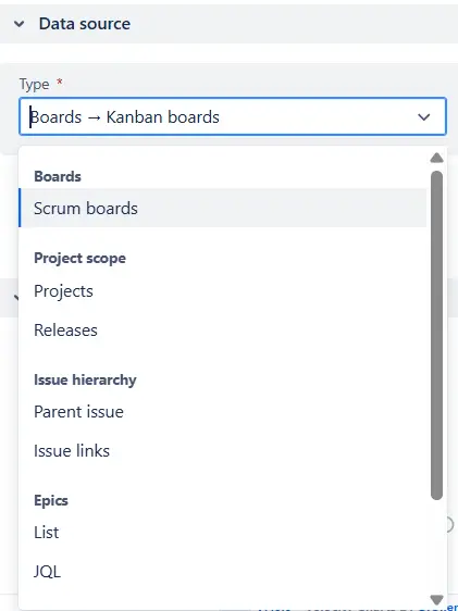 Data sources available for the Throughput report