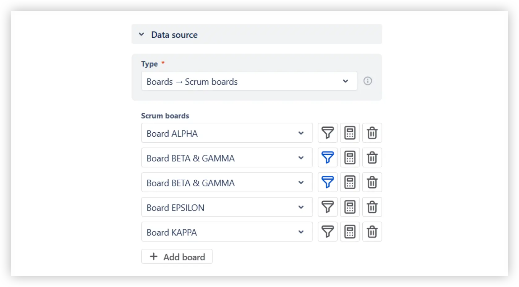 Data source selection in the Cumulative flow diagram for active sprints in Jira