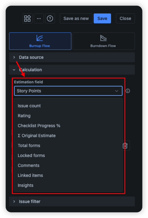 Estimation field selection in CFD for releases
