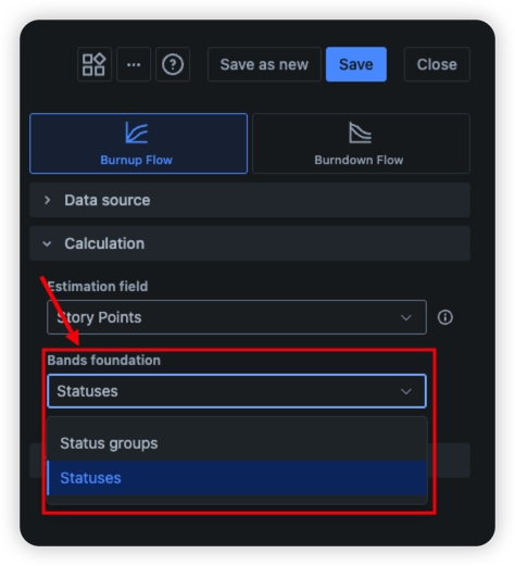 Status band selection in CFD for releases in Jira