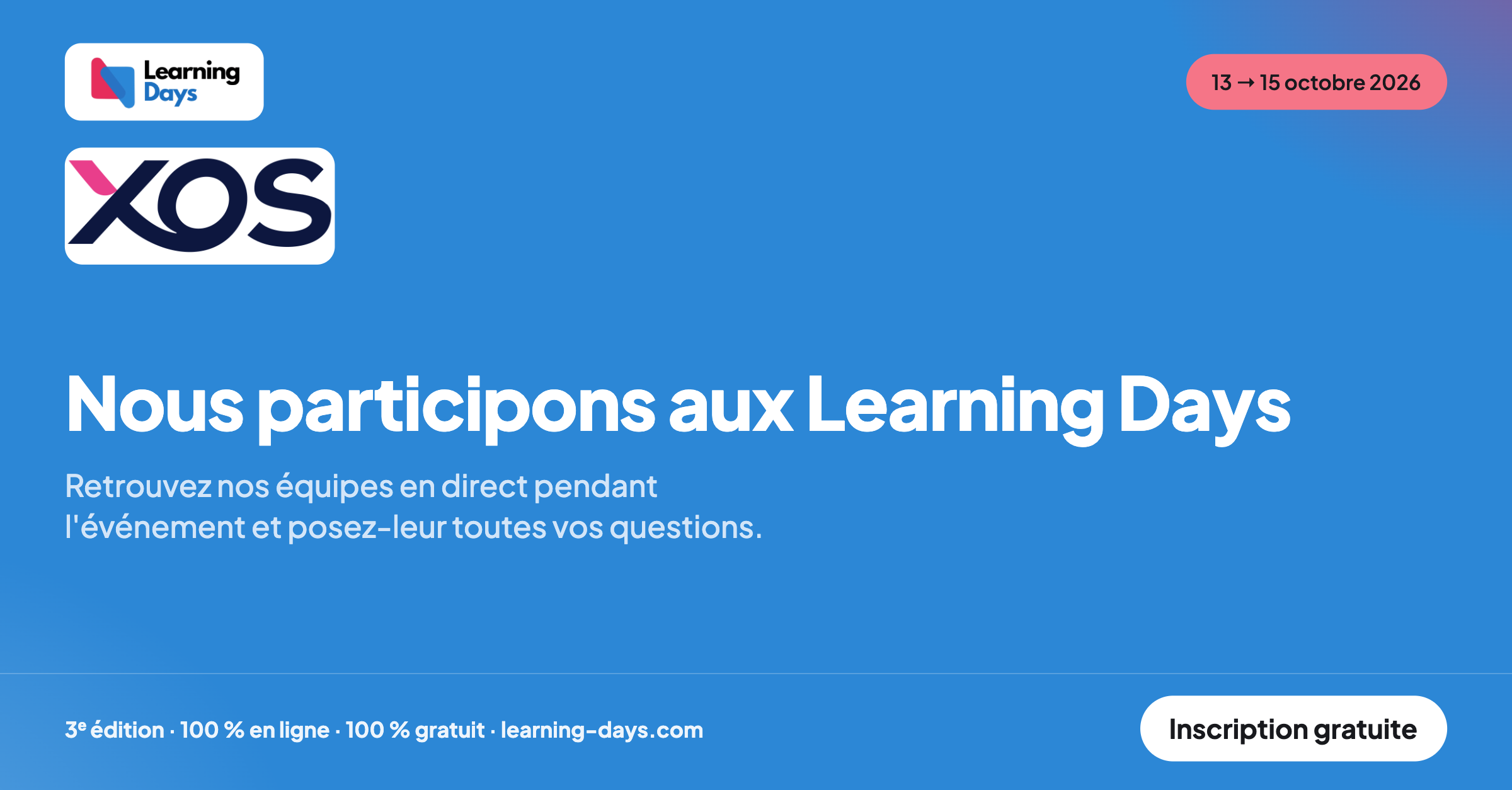 XOS aux Learning Days 2026 : rendez-vous le 13 octobre pour parler IA neuro-adaptative