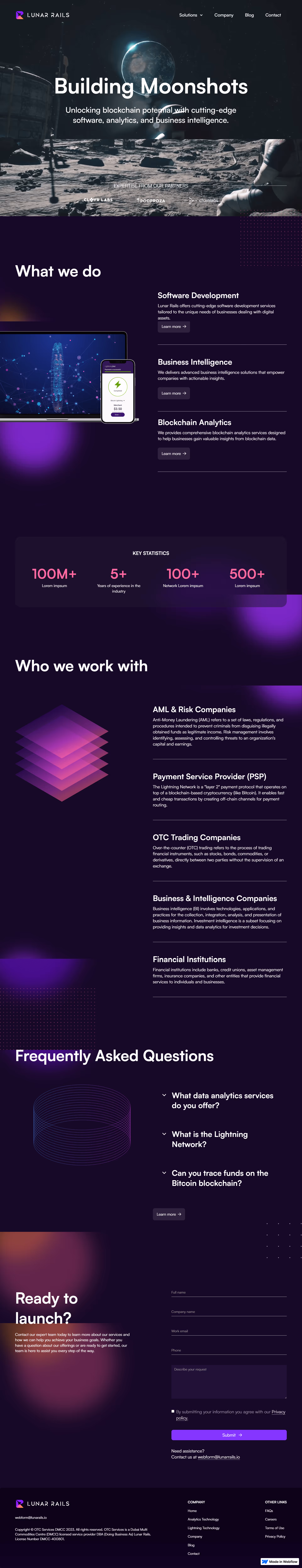 Lunar Rails Homepage Design