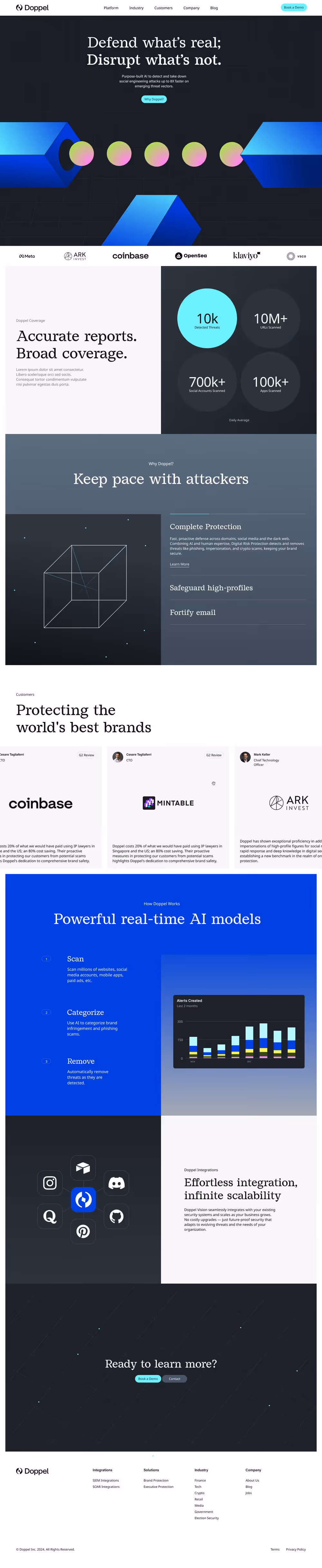 AI cybersecurity SaaS website design for brand protection platform by RSA Creative Studio built on Webflow