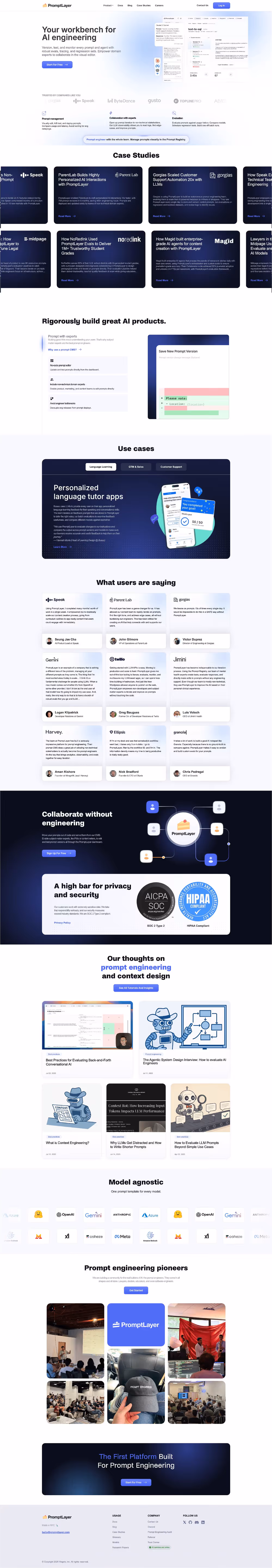 AI engineering platform website design for LLM prompt management SaaS by RSA Creative Studio built on Webflow