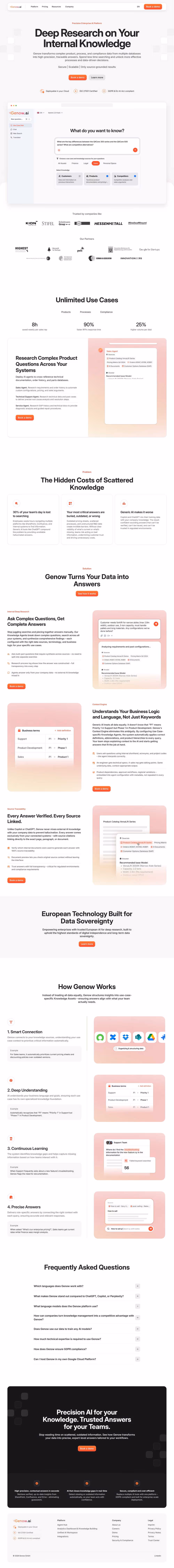 Enterprise AI knowledge management SaaS website design by RSA Creative Studio built on Webflow