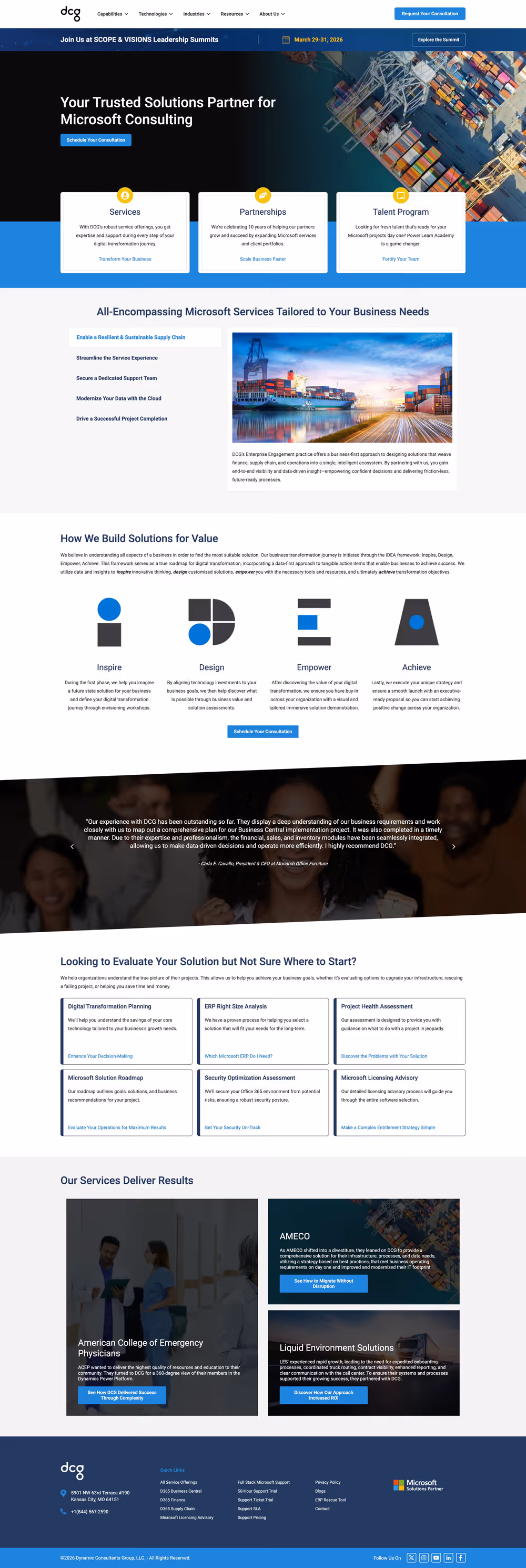 Enterprise Microsoft consulting website design for digital transformation firm by RSA Creative Studio