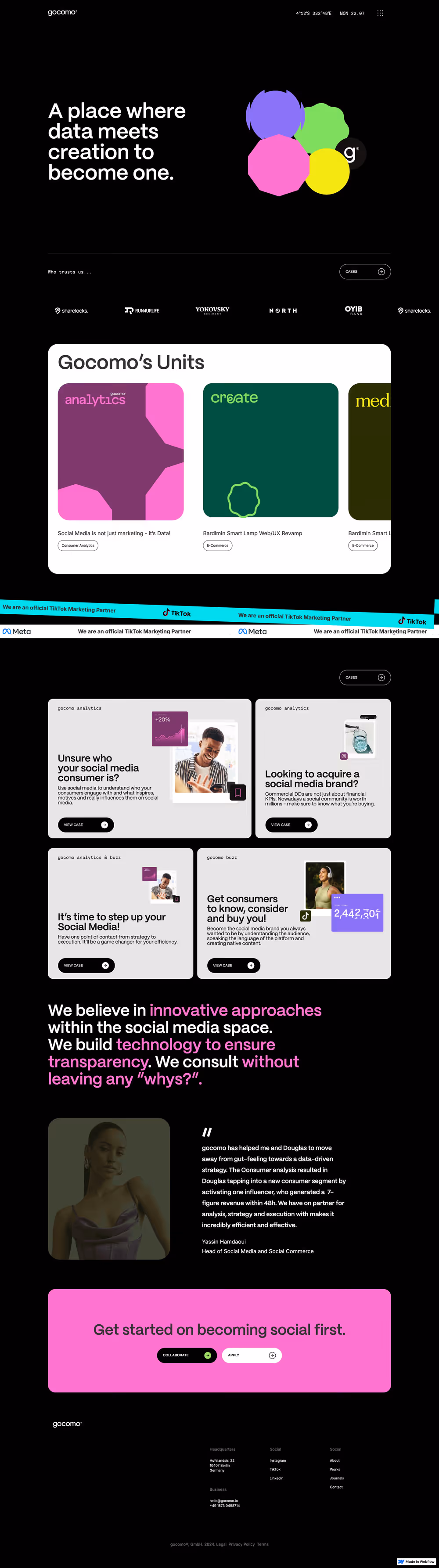 Social media marketing platform website design for influencer analytics agency by RSA Creative Studio