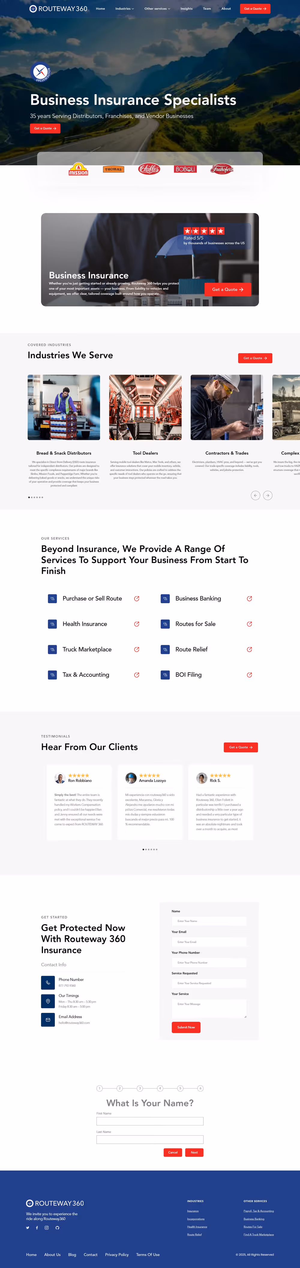 Business insurance specialist website design for franchise and distributor coverage firm by RSA Creative Studio