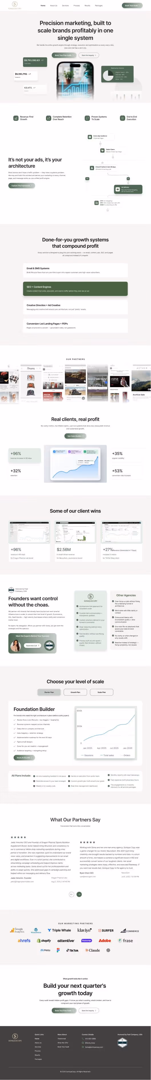 Soniquecopy designed by webflow agency