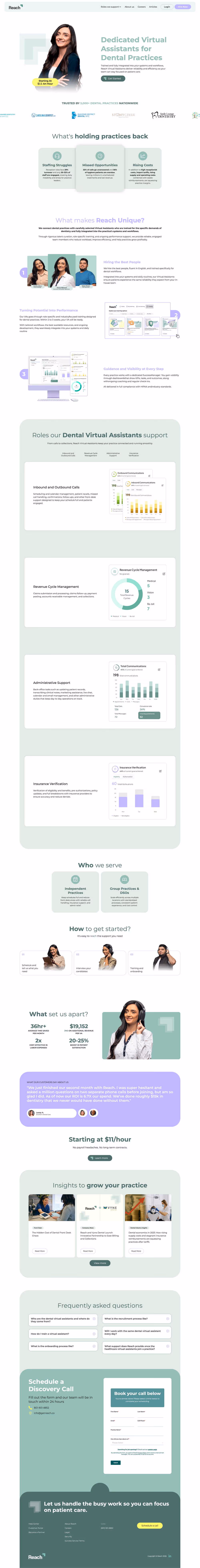 Healthcare staffing platform website design for dental virtual assistant services by RSA Creative Studio built on Webflow