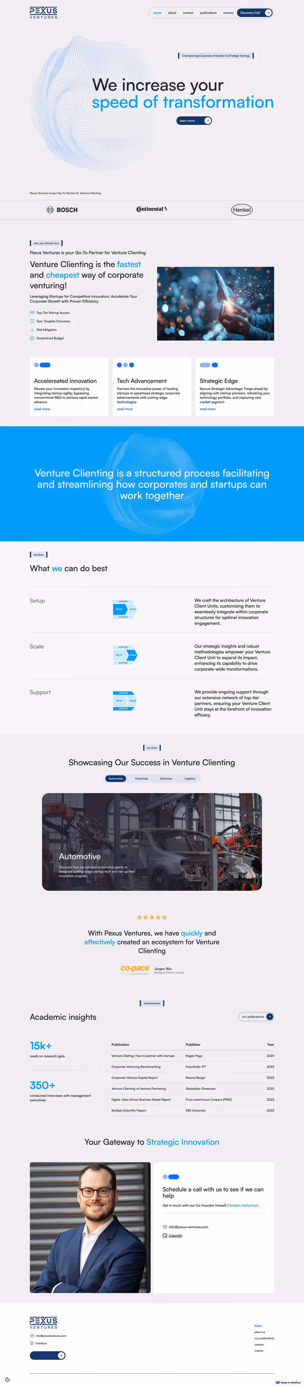 Corporate venture and strategic innovation website design for startup partnership firm by RSA Creative Studio