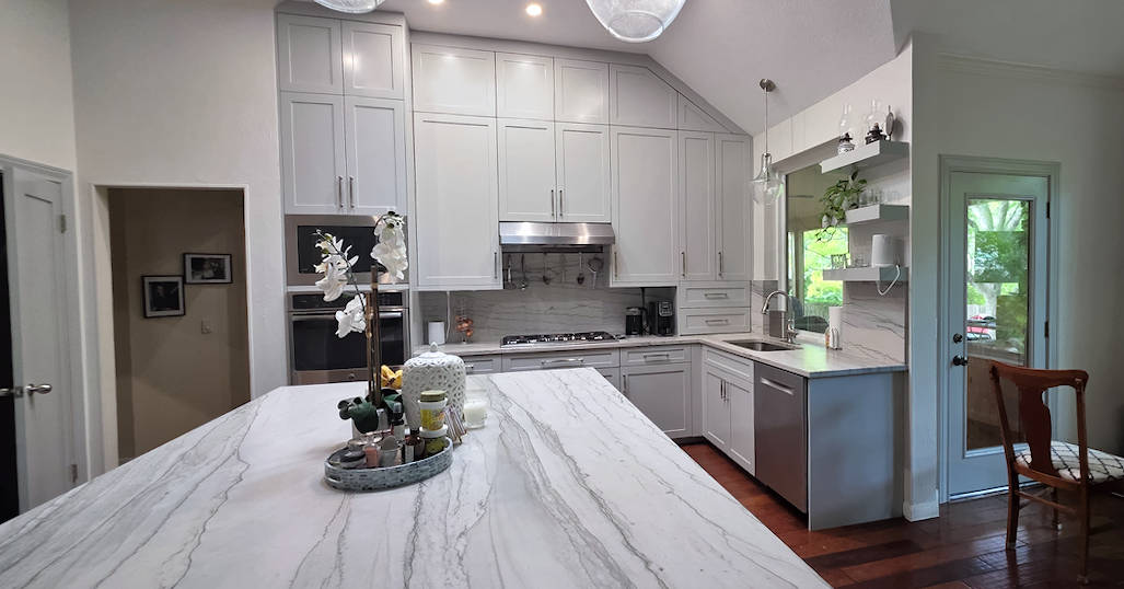 Kitchen remodel with custom shaker style cabinets.