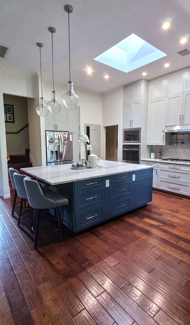 Kitchen remodel with custom shaker style cabinets.