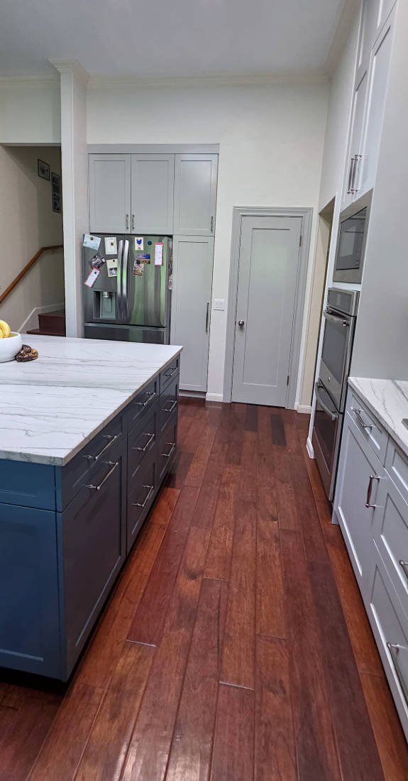 Kitchen remodel with custom shaker style cabinets.
