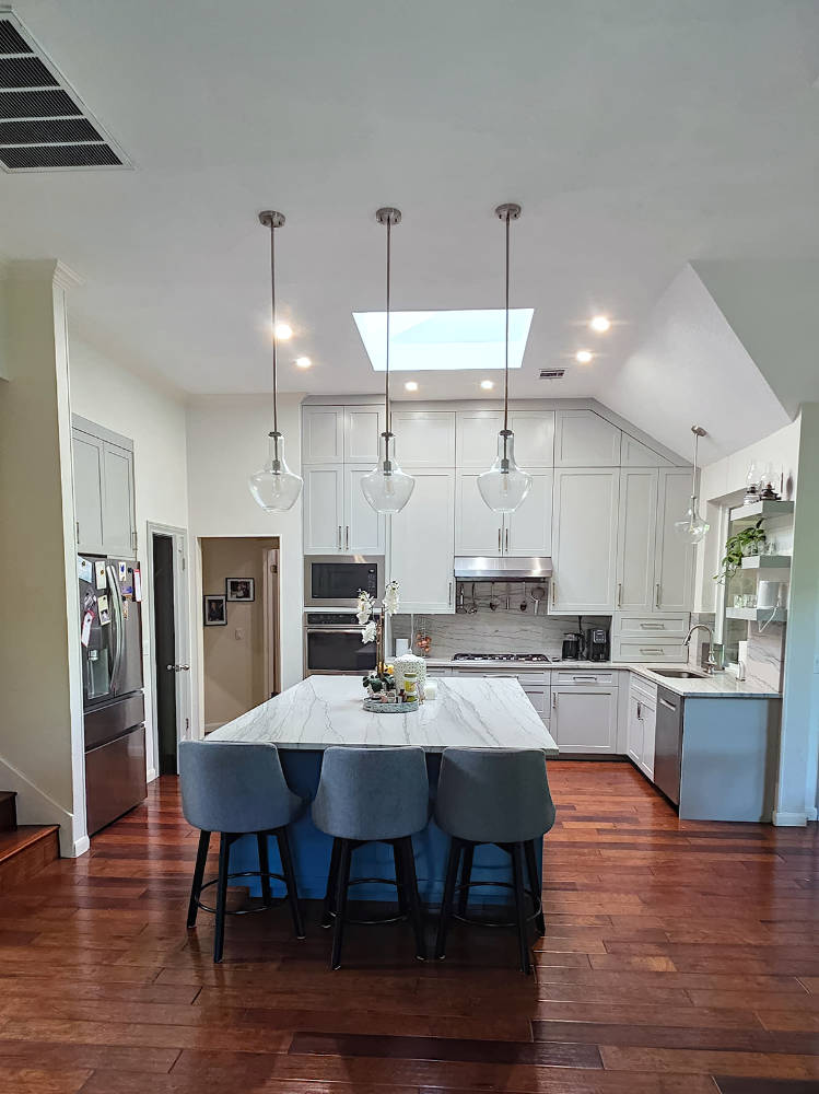 Kitchen remodel with custom shaker style cabinets.