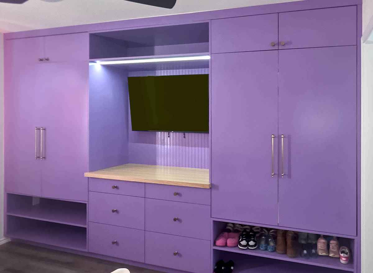 Custom bedroom closet/tv cabinet.