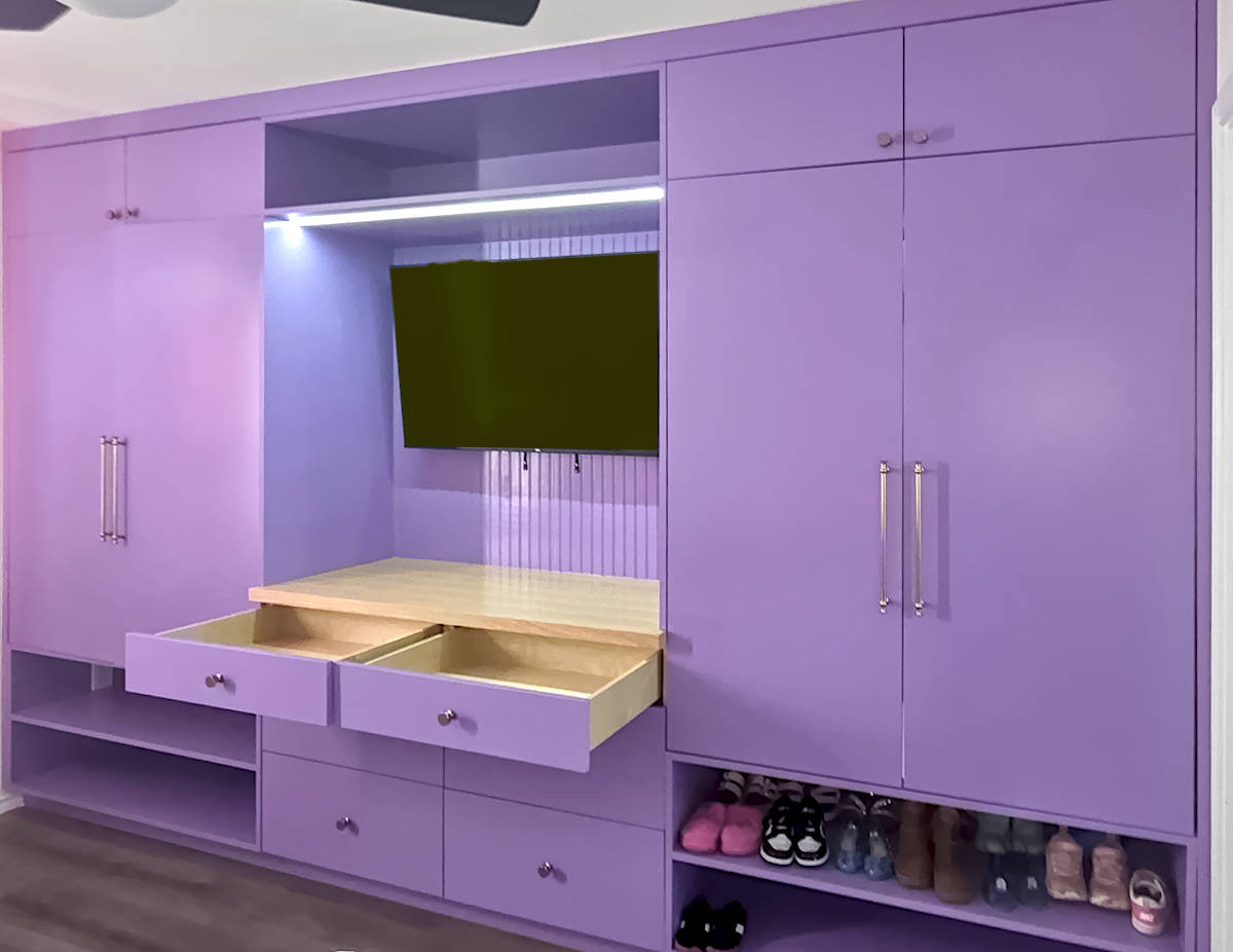 Custom bedroom closet/tv cabinet.