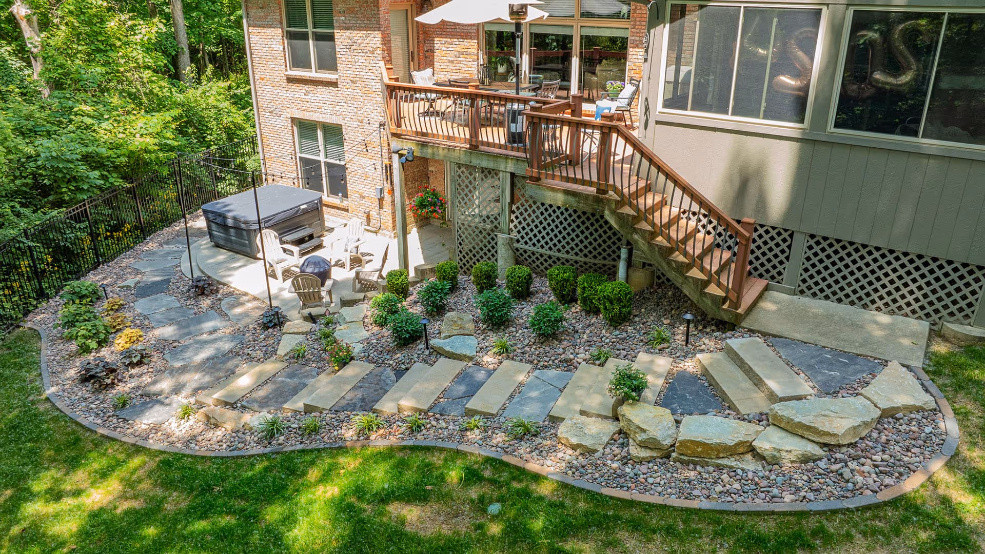 Large Hill Landscape & Lighting Remodel by Weidner Landscaping, OH