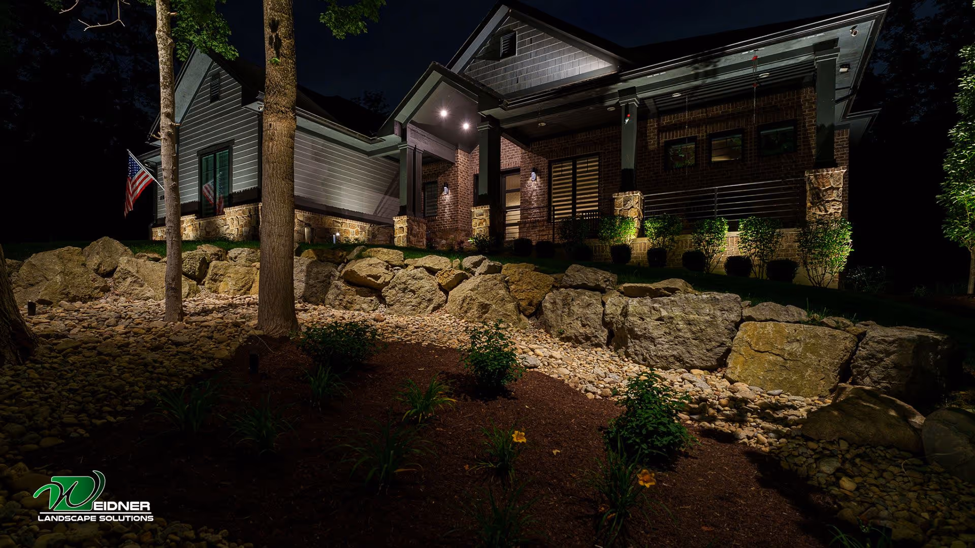 Backyard outdoor lighting design by Weidner Landscape Solutions landscaping experts in North Dayton, Ohio