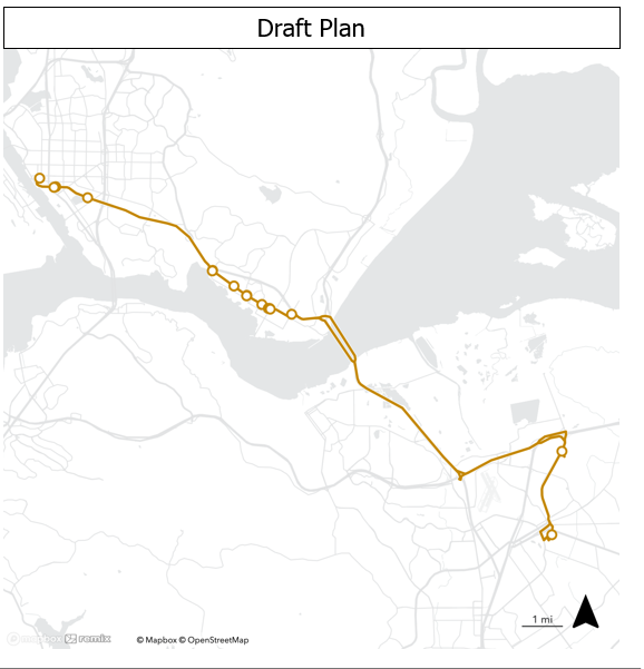 A map with a routeAI-generated content may be incorrect.