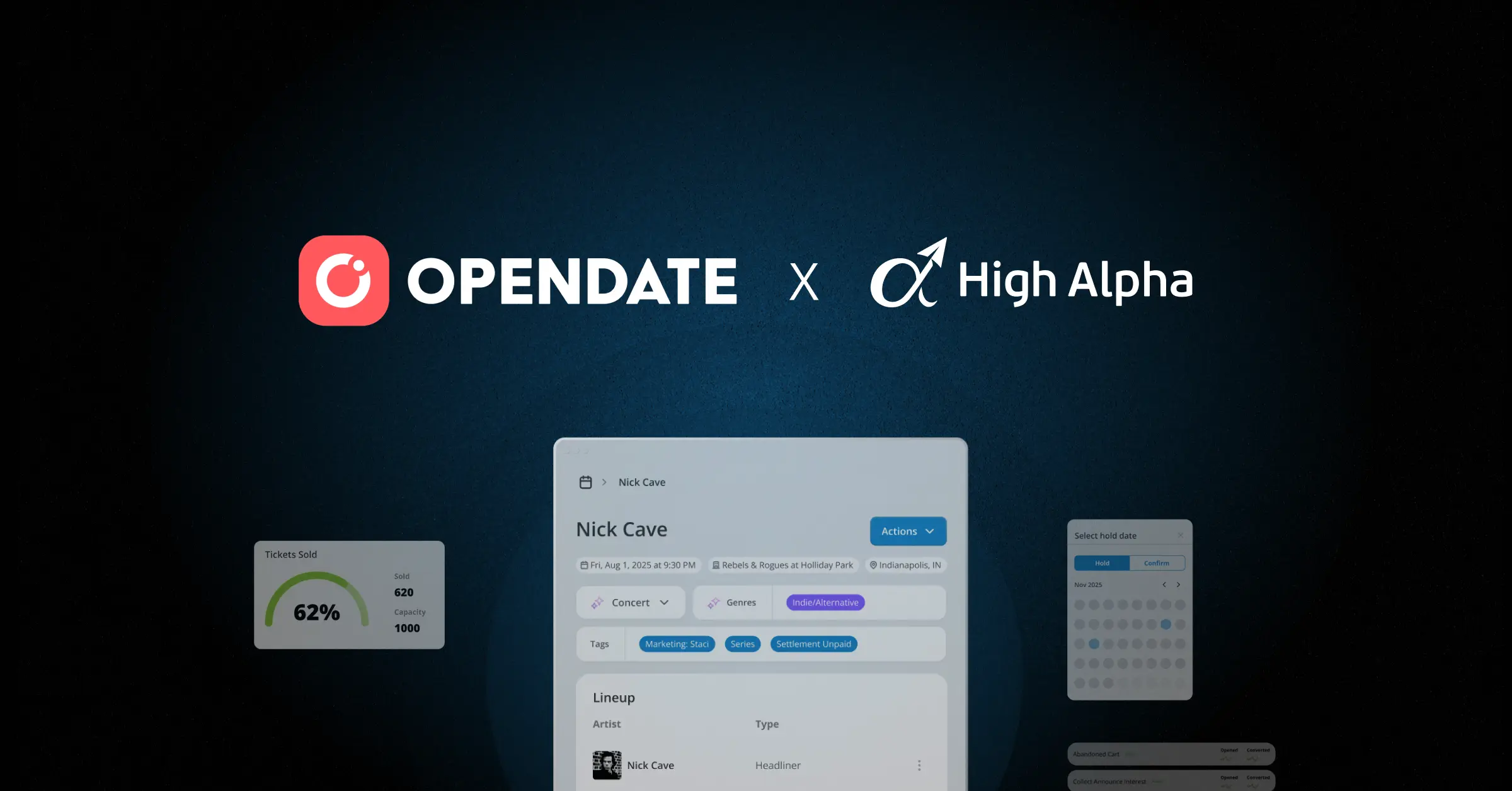 Opendate and High Alpha logos on blue background