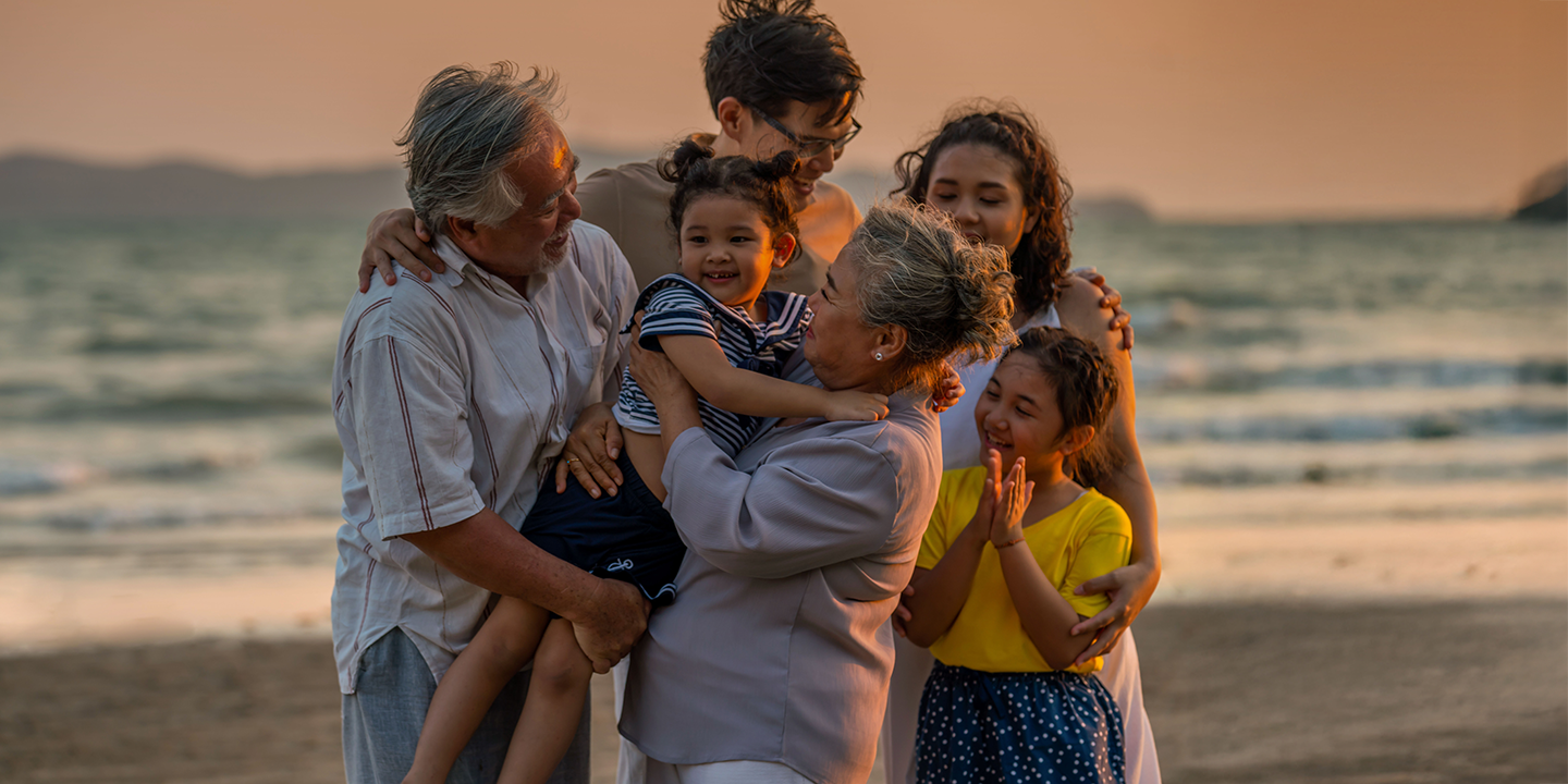 Happy family on the beach