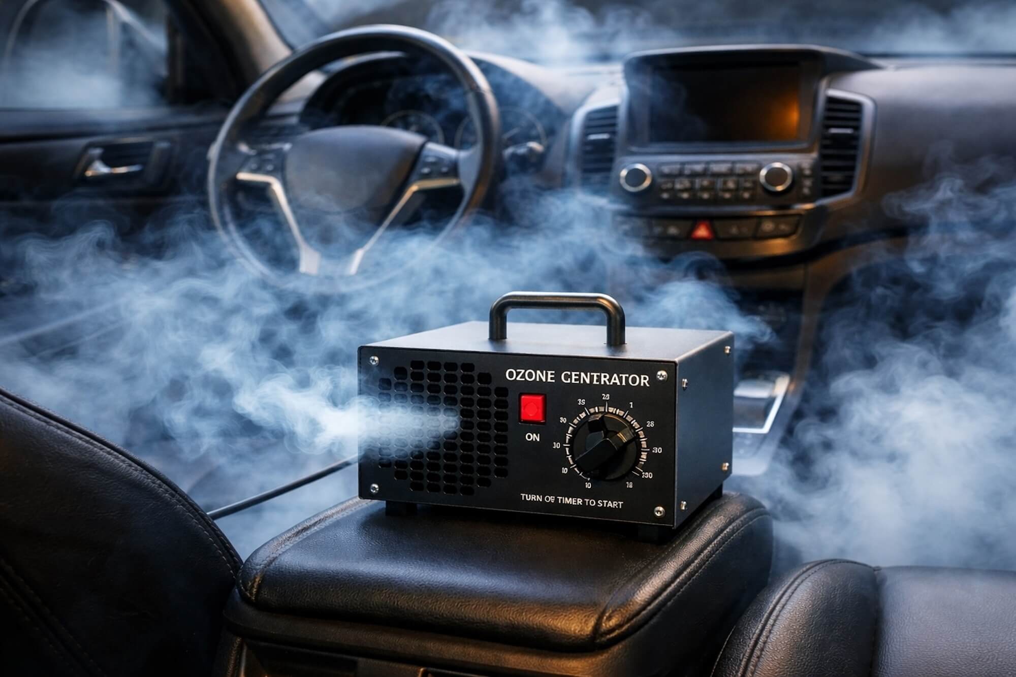 ozone generator removing odors inside car interior