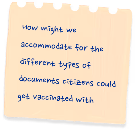 how might we accommodate for the different types of documents citizens could get vaccinated with